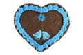 Blue crochet gingerbread hearts for valentines day with floral o