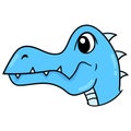 A blue crocodile head with sharp teeth visible from the side. doodle icon drawing Royalty Free Stock Photo