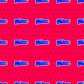 Blue Crocodile icon isolated seamless pattern on red background. Animal symbol. Vector