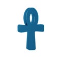 Blue Cross ankh icon isolated on transparent background. Egyptian word for life or symbol of immortality.