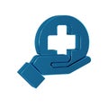 Blue Cross hospital medical icon isolated on transparent background. First aid. Diagnostics symbol. Medicine and Royalty Free Stock Photo