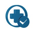 Blue Cross hospital medical icon isolated on transparent background. First aid. Diagnostics symbol. Medicine and Royalty Free Stock Photo