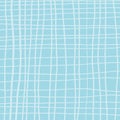 Blue crossed lines grid mesh pastel vector pattern. Hand drawn doodle squared pattern. Gender neutral cute plaid design