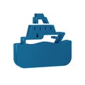 Blue Cruise ship icon isolated on transparent background. Travel tourism nautical transport. Voyage passenger ship