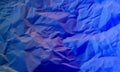 Blue Crumpled Paper Texture.Crumpled Paper, Texture.Lined paper. Royalty Free Stock Photo