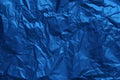 Blue crumpled texture background. Flat lay mockup design. Paper texture sheet abstract background, wrapping texture Royalty Free Stock Photo