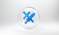 Blue Crusade icon isolated on grey background. Glass circle button. 3D render illustration