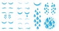 Blue cry cartoon tears icon or sweat drops from eyes Royalty Free Stock Photo