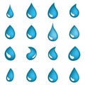 Blue cry cartoon tears icon or sweat drops from eyes