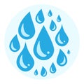 Blue cry cartoon tears icon or sweat drops from eyes