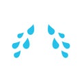 Blue cry tears icon. Cartoon drops from eyes design illustration.