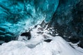 Blue crystal clear ice inside the ice cave, Vatnajokull glacier, Iceland Royalty Free Stock Photo