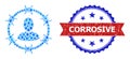 Blue Crystal Composition Prisoner Icon and Textured Bicolor Corrosive Watermark