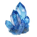 Blue crystal 3d rendering front view isolate