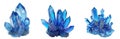 Blue crystal 3d rendering front view isolate
