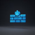 Blue Crystal Firewall with Flame Icon Royalty Free Stock Photo