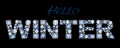Blue Crystal hello Winter phrase lettering inscription. Hand drawn Watercolor Shiny illustration for greeting card