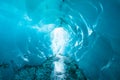 Blue crystal ice cave at Solheimajokull glacier