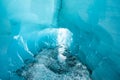 Blue crystal ice cave at Solheimajokull glacier Royalty Free Stock Photo