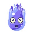 Blue Crystal Ice Element, Egg-Shaped Cute Fantastic Character With Big Eyes Vector Emoji Icon Royalty Free Stock Photo