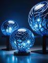 blue crystal lamp on dark background Royalty Free Stock Photo