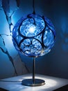 blue crystal lamp on dark background Royalty Free Stock Photo