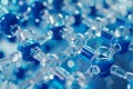 Blue Crystal Molecular Structure Close-Up