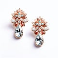 Aqua Water Coloured Earrings With Rose Gold - Inspired By Maharaja