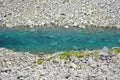 The blue crystal water of the mountain lake. Dlhe pleso Velicke. High Tatras, Slovakia Royalty Free Stock Photo