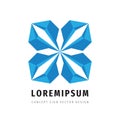 Blue crystall flower logo template design. Geometric decorative sign. Snowflake icon. Social media symbol. Vector illustration