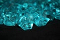 Blue crystals on a black background