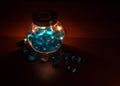 Blue crystals in jar Royalty Free Stock Photo