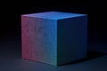 Blue cube on black background,  Close-up,  Studio shot Royalty Free Stock Photo