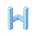 Blue cube orthographic font Letter H 3D Royalty Free Stock Photo