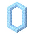 Blue cube orthographic font Letter O 3D Royalty Free Stock Photo