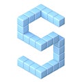 Blue cube orthographic font Letter S 3D Royalty Free Stock Photo