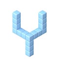 Blue cube orthographic font Letter Y 3D Royalty Free Stock Photo