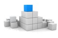 Blue cube and white cubes 3d Royalty Free Stock Photo