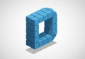 Blue cubes form a three-dimensional letter \