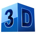 Blue cubic 3D video format sign Royalty Free Stock Photo