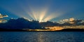 Blue Cumulonimbus cloudy Sunrise Seascape. Australia Royalty Free Stock Photo