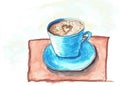 Blue cup of coffee. ÃÂ ÃÂ¾ÃÂ¼ÃÂ°ÃÂ½ÃâÃÂ¸ÃÂµÃÂÃÂºÃÂ¾ÃÂµ ÃÂºÃÂ¾ÃâÃÂµ ÃÂ² ÃÂ³ÃÂ¾ÃÂ»ÃÆÃÂ¾ÃÂ¹ ÃÂºÃâ¬ÃÆÃÂ¶ÃÂºÃÂµ