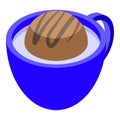 Blue cup containing milk chocolate ball dessert beverage Royalty Free Stock Photo