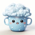 A blue cup with foamy bubbles on top of it, cute cup