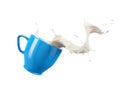 Blue cup mug with milk wave splash