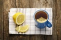 Blue Cup of tea with lemon Royalty Free Stock Photo