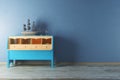 Blue cupboard with ship in interior