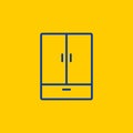 Blue Cupboard Wardrobe dresser line icon on yellow background