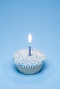 Blue Cupcake with Candle