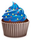 Blue cupcake with sprinkles Royalty Free Stock Photo